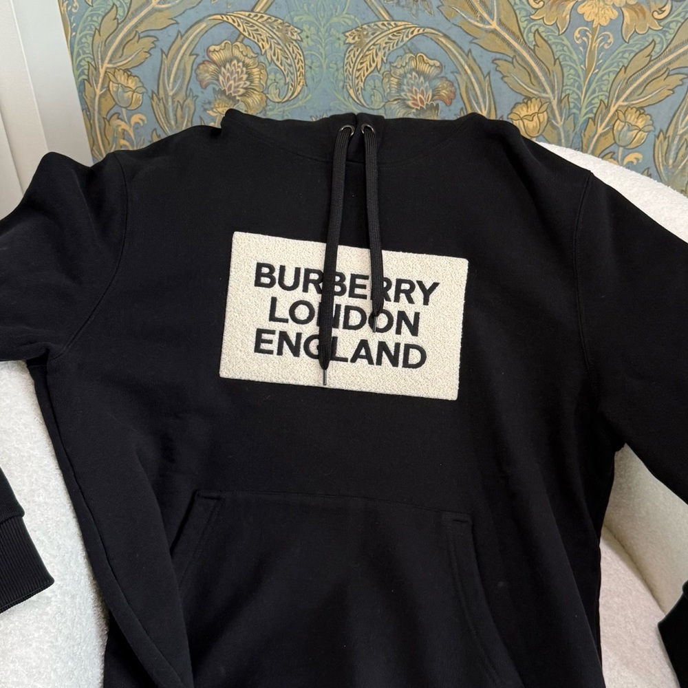 Burberry Black Terry Branded Hoodie with Logo